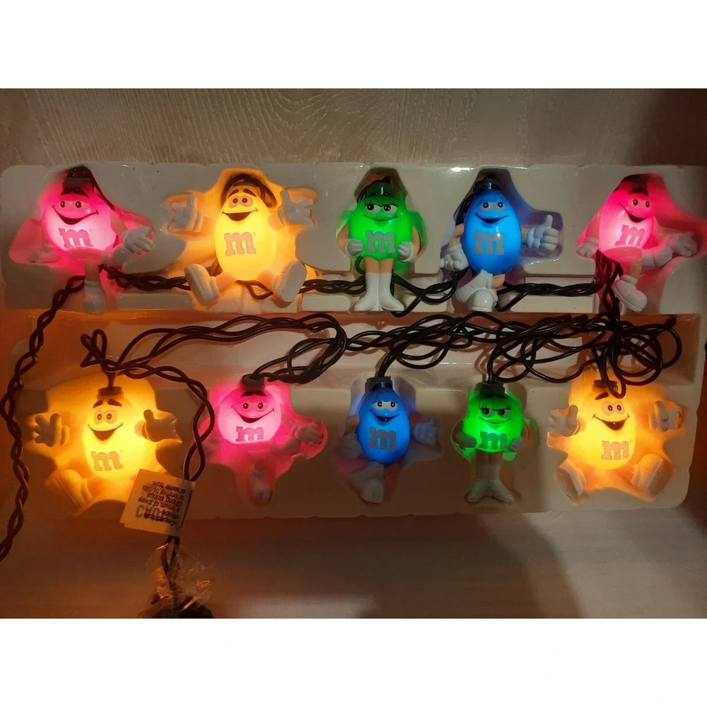 Vinatge M&M's Happy Lights 10 Indoor Light Set Colorful Candy w/Box Tested Works